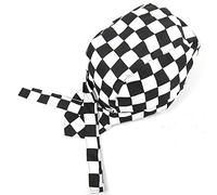 Cappelli da Cucina alla Moda, da Cuoco, per Hotel, Cuoco, Cameriere, da Lavoro, in Tela, con Teschio, Cappello da Pirata Professionale, per Catering, Chef, Bandana, (griglia Bianca e Nera)