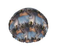 Cappelli da doccia riutilizzabili con stampa animale tigre gatto e riflesso, copricapo a doppio strato per spa e salone, grande involucro per capelli