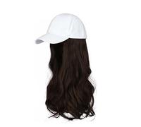 Cappelli da donna, cappelli di moda con parrucche, Adjustable Baseball Cap Wig for Women - Long Natural Wavy Hairpiece with Black Hat(White hat+dark brown)