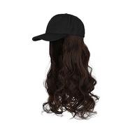 Cappelli da donna, cappelli di moda con parrucche, Adjustable Baseball Cap Wig for Women - Long Natural Wavy Hairpiece with Black Hat(Black hat+dark brown)