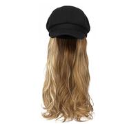 Cappelli da donna, cappelli di moda con parrucche, Fashionable Women's Autumn Winter Removable Hat Wig with Long Curly Hair - Octagonal Design(Black hat+27H88# wig)