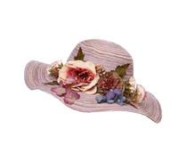 Cappelli da donna, cappelli di moda con parrucche, Handmade Crochet Flower Straw Hat for Women Wide Brim Sun Hat Beach Hat(Lavender)