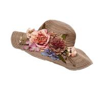 Cappelli da donna, cappelli di moda con parrucche, Handmade Crochet Flower Straw Hat for Women Wide Brim Sun Hat Beach Hat(Coffee)