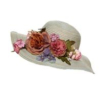 Cappelli da donna, cappelli di moda con parrucche, Handmade Crochet Flower Straw Hat for Women Wide Brim Sun Hat Beach Hat(Light green)