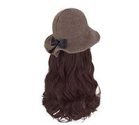 Cappelli da donna, cappelli di moda con parrucche, Women’s Winter Beach Hat with Curly Wavy Hairpiece | Fisherman Wig Cap for Outdoor Fashion & Sunshade(Dark brown)