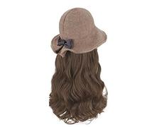 Cappelli da donna, cappelli di moda con parrucche, Women’s Winter Beach Hat with Curly Wavy Hairpiece | Fisherman Wig Cap for Outdoor Fashion & Sunshade(Grey)