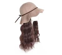 Cappelli da donna, cappelli di moda con parrucche, Women's Beach Hat with Curly Wavy Hairpiece - Stylish Sunshade Fisherman Wig Cap for Outdoor Fashion(Dark brown)