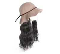 Cappelli da donna, cappelli di moda con parrucche, Women's Beach Hat with Curly Wavy Hairpiece - Stylish Sunshade Fisherman Wig Cap for Outdoor Fashion(Black)