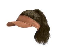 Cappelli da donna, cappelli di moda con parrucche, Women's Curly Wig Baseball Cap - Wool Duckbill Cap with Half Tied Ponytail and Corn Whisker Curly Hair(Coffee color - dark blue)