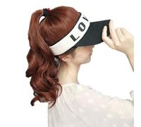 Cappelli da donna, cappelli di moda con parrucche, Women's Curly Wig Baseball Cap - Wool Duckbill Cap with Half Tied Ponytail and Corn Whisker Curly Hair(Black Hat - Dark Brown)
