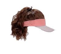 Cappelli da donna, cappelli di moda con parrucche, Women's Curly Wig Baseball Cap - Wool Duckbill Cap with Half Tied Ponytail and Corn Whisker Curly Hair(Orange Hat - Dark Brown)