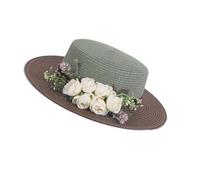 Cappelli da donna, cappelli di moda con parrucche, Women's Wide Brim Sun Hat - Handmade Straw Beach Hat with Flower for(Coffee)