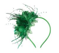 Cappelli da donna fascinator per tea party, con piume e velo, fascia per abiti da cocktail e accessori, Verde, taglia unica