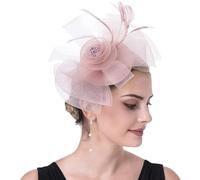 Cappelli da festa del tè per le donne 9, 84x9, 84 pollici Elegante cappello da festa del tè con clip in garza e piume per matrimonio Chiesa Sposa britannica