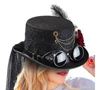 Cappelli Da Festa In Costumi | Occhiali Da Cappello Steampunk | Cappelli Punk Gotici | Cappello Mago Gotico Con Occhiali Eleganti Che Aggiungono Un Strato Aggiuntivo Di Stile Per Creare Un Aspetto
