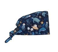 Cappelli Da Lavoro Marine Life Whale Turtle Morbido Cappello Da Lavoro Riutilizzabile Cappello Da Chef Per Capelli Lunghi Chef Uomo