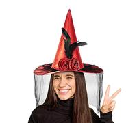 Cappelli Da Mago Mezzo Velo - Cosplay AllHalloween Capone, Cappello Stregonoso Spooky | Witches In Modo Sicuro Di Lunga Durata Femminile, Haats Haats, Accessori Per Costumi Spettrali, 41.5x36cm/16.34x