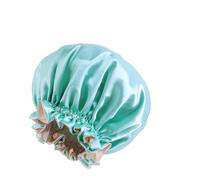 Cappelli da notte in seta da donna Copricapo a doppio strato Cuffia da bagno regolabile Cofano in raso di seta for donna(Light Green)
