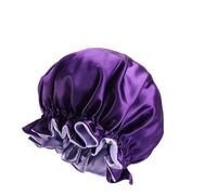 Cappelli da notte in seta da donna Copricapo a doppio strato Cuffia da bagno regolabile Cofano in raso di seta for donna(Purple)