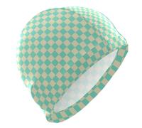 Cappelli da nuoto a scacchiera giallo-verde per adulti Cuffie da nuoto impermeabili per capelli corti per le donne Protezione dei capelli e riduzione della resistenza gorras de natacion para mujer