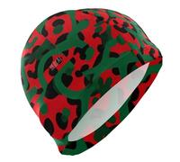 Cappelli da nuoto con stampa leopardata rossa e verde per principianti Capelli corti impermeabili per il nuoto Protezione dei capelli e riduzione della resistenza gorro para nadar mujer