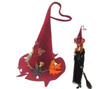 Cappelli da per feste in feltro con foglie rosse | Cappelli da strega di Halloween per decorazione per portico bambini stanza interna balcone vacanza all'aperto