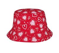 Cappelli da Pescatore con Cuori romantici Rosa Rossi per Donna Uomo Cappelli da Pescatore Estivi Unisex Cappellino per Protezione Solare per Adolescenti Packable Trendy Travel Beach Vacation cap