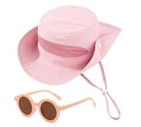 Cappelli da Sole a Tesa Larga Cappello Estivo Bambini Occhiali da Sole Berretto da Pesca Bucket Hat per Esterni Pieghevole Cappello Safari Protezione UV Traspirante Regolabile Cappelli da Sole Rosa