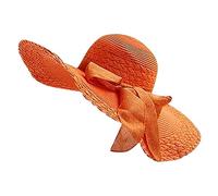 Cappelli da sole con fiocco colorato Big Floppy Brim cappello da donna cappello largo berretto da baseball e parrucca, Arancione, Taglia unica