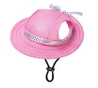 Cappelli da sole in rete per cani e gatti,Protezione solare porosa in rete con fori per le orecchie e cinturino sottogola regolabile per l'estate | Pet Sombrero Cane Cappello di Paglia Cappello Tessut