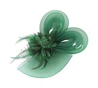 Cappelli da sposa for feste di nozze con velo e piuma, cappello a forma di fiore, copricapo da cocktail e tè, fascia for capelli, fermaglio for capelli(11 green)