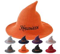 Cappelli da Strega con Lettere Ricamate Personalizzate - Perfetti come Decorazione Halloween e per Feste - 8 Colori a Scelta - Cappello da Strega Decorativo - Copricapo da Strega per Maschere