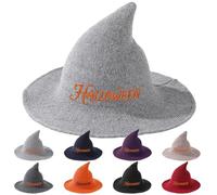 Cappelli da Strega con Lettere Ricamate Personalizzate - Perfetti come Decorazione Halloween e per Feste - 8 Colori a Scelta - Cappello da Strega Decorativo - Copricapo da Strega per Maschere