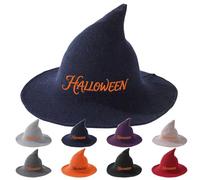 Cappelli da Strega con Lettere Ricamate Personalizzate - Perfetti come Decorazione Halloween e per Feste - 8 Colori a Scelta - Cappello da Strega Decorativo - Copricapo da Strega per Maschere