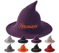 Cappelli da Strega con Lettere Ricamate Personalizzate - Perfetti come Decorazione Halloween e per Feste - 8 Colori a Scelta - Cappello da Strega Decorativo - Copricapo da Strega per Maschere