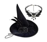 Cappelli da strega per le donne Set Collana Di Pietre Preziose E | Accessori costume strega Per la festa il carnevale il ruolo mascherata mamma signora
