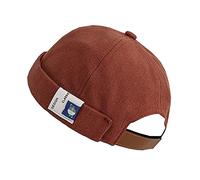 Cappelli da uomo Docker Cap Beanie Sailor Cap Worker Hat Rolled Cuff Retro Brimless Hat con regolabile, Terra-caffè, Taglia unica