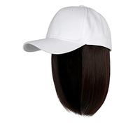 Cappelli da uomo regolabile con estensioni dei capelli dritto corto Bob acconciatura rimovibile parrucca cappello per donna ragazza biondo cenere mix biondo candeggina cappello da uomo, E, Taglia