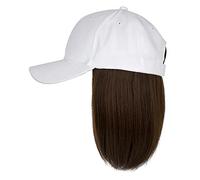 Cappelli da uomo regolabile con estensioni dei capelli dritto corto Bob acconciatura rimovibile parrucca cappello per donna ragazza biondo cenere mix biondo candeggina cappello da uomo, F, Taglia