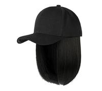 Cappelli da uomo regolabile con estensioni dei capelli dritto corto Bob acconciatura rimovibile parrucca cappello per donna ragazza biondo cenere mix biondo candeggina cappello da uomo, A, Taglia