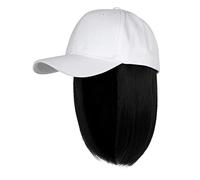 Cappelli da uomo regolabile con estensioni dei capelli dritto corto Bob acconciatura rimovibile parrucca cappello per donna ragazza biondo cenere mix biondo candeggina cappello da uomo, D, Taglia