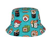 Cappelli del Pescatore Cute Sushi Cappelli da Sole Moderno Cappello A Secchiello Portatile Cappelli per Uomo, per Spiaggia, attività All'Aperto, Escursionismo, 56-58Cm