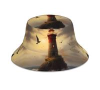 Cappelli del Pescatore Little Sparrow Flying To The Lighthouse Printing Cappello A Secchiello UV Protezione Estivo Cappelli E Cappellini da Donna, per Escursionismo, Viaggi, Costumi, 56-58cm