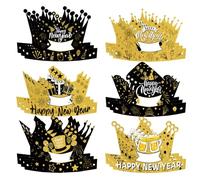 Cappelli di carta a corona, 18 cappelli di carta a forma di corona per Capodanno, diadema regolabile, copricapo per Capodanno, decorazioni per l'anno nuovo per la casa in classe