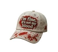 Cappelli di Halloween, berretto sanguinante, sto bene, non è il mio sangue, berretto da baseball, regolabile, cappello divertente da donna, unisex, berretto unisex (DE/NL/SE/PL, alfanumerico, taglia