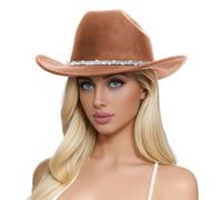 Cappelli di Lana da Uomo e da Donna Cappello a Cilindro da Cowboy Western con Tre Strass