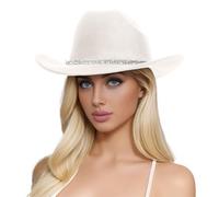 Cappelli di Lana da Uomo e da Donna Cappello a Cilindro da Cowboy Western con Tre Strass