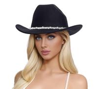 Cappelli di Lana da Uomo e da Donna Cappello a Cilindro da Cowboy Western con Tre Strass
