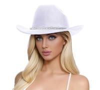 Cappelli di Lana da Uomo e da Donna Cappello a Cilindro da Cowboy Western con Tre Strass