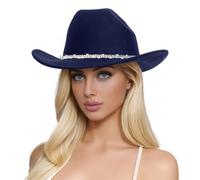 Cappelli di Lana da Uomo e da Donna Cappello a Cilindro da Cowboy Western con Tre Strass